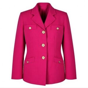 Kasper Blazer Size 10P Button Pockets Notch Collar Stretch Padded Lined Pink